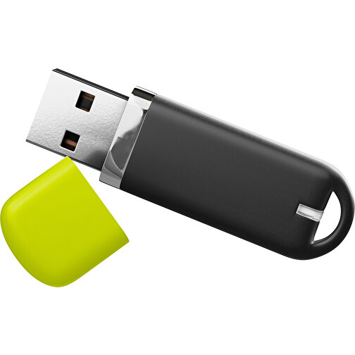 USB-Stick StylishDrive 2.0 , schwarz / hellgrün MB , 65 GB , Gummiplastik, Kunststoff MB , 6,20cm x 0,75cm x 2,00cm (Länge x Höhe x Breite), Bild 1