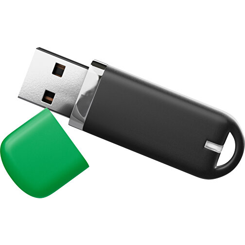 USB-Stick StylishDrive 2.0 , schwarz / grün MB , 65 GB , Gummiplastik, Kunststoff MB , 6,20cm x 0,75cm x 2,00cm (Länge x Höhe x Breite), Bild 1