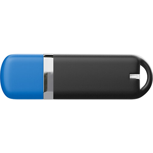 USB-Stick StylishDrive 2.0 , schwarz / kobaltblau MB , 65 GB , Gummiplastik, Kunststoff MB , 6,20cm x 0,75cm x 2,00cm (Länge x Höhe x Breite), Bild 2