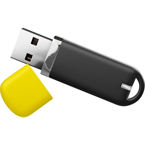USB-Stick StylishDrive 2.0 , schwarz / gelb MB , 65 GB , Gummiplastik, Kunststoff MB , 6,20cm x 0,75cm x 2,00cm (Länge x Höhe x Breite), Bild 1