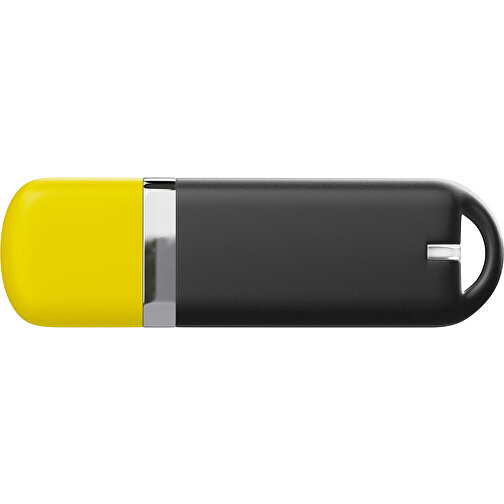 USB-Stick StylishDrive 2.0 , schwarz / gelb MB , 65 GB , Gummiplastik, Kunststoff MB , 6,20cm x 0,75cm x 2,00cm (Länge x Höhe x Breite), Bild 2