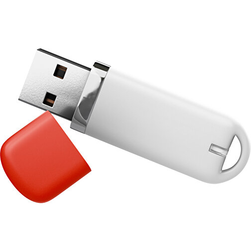 USB-Stick StylishDrive 2.0 , weiß / rot MB , 65 GB , Gummiplastik, Kunststoff MB , 6,20cm x 0,75cm x 2,00cm (Länge x Höhe x Breite), Bild 1