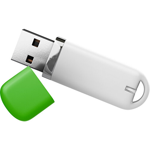 USB-Stick StylishDrive 2.0 , weiß / grasgrün MB , 65 GB , Gummiplastik, Kunststoff MB , 6,20cm x 0,75cm x 2,00cm (Länge x Höhe x Breite), Bild 1