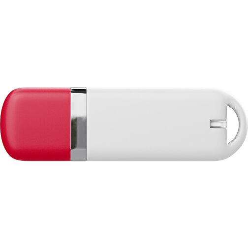 USB-Stick StylishDrive 2.0 , weiß / dunkelrot MB , 65 GB , Gummiplastik, Kunststoff MB , 6,20cm x 0,75cm x 2,00cm (Länge x Höhe x Breite), Bild 2