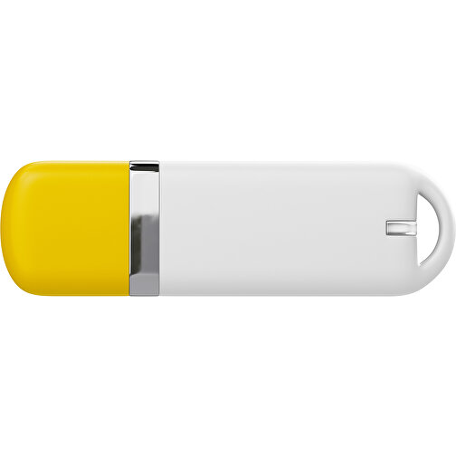 USB-Stick StylishDrive 2.0 , weiß / goldgelb MB , 65 GB , Gummiplastik, Kunststoff MB , 6,20cm x 0,75cm x 2,00cm (Länge x Höhe x Breite), Bild 2