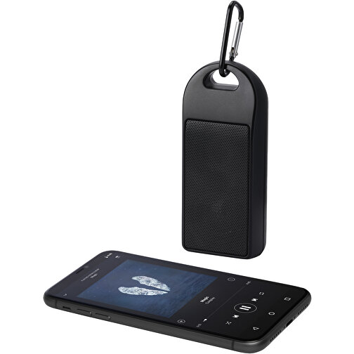 Omni 3 W IPX4 Bluetooth®-Lautsprecher Aus Recyceltem RCS Kunststoff , schwarz, Recycelter ABS Kunststoff, 12,00cm x 2,70cm x 5,00cm (Länge x Höhe x Breite), Bild 7