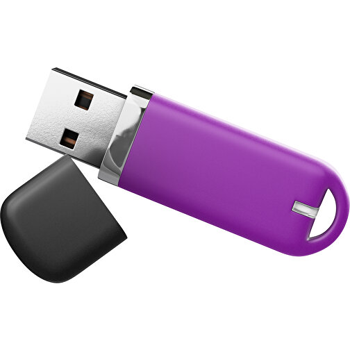 USB-Stick StylishDrive 2.0 , dunkelmagenta /schwarz MB , 32 GB , Gummiplastik, Kunststoff MB , 6,20cm x 0,75cm x 2,00cm (Länge x Höhe x Breite), Bild 1