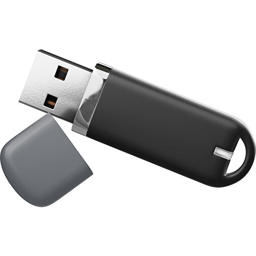 USB-Stick StylishDrive 2.0 , schwarz / dunkelgrau MB , 32 GB , Gummiplastik, Kunststoff MB , 6,20cm x 0,75cm x 2,00cm (Länge x Höhe x Breite), Bild 1