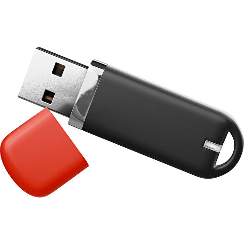 USB-Stick StylishDrive 2.0 , schwarz / rot MB , 32 GB , Gummiplastik, Kunststoff MB , 6,20cm x 0,75cm x 2,00cm (Länge x Höhe x Breite), Bild 1