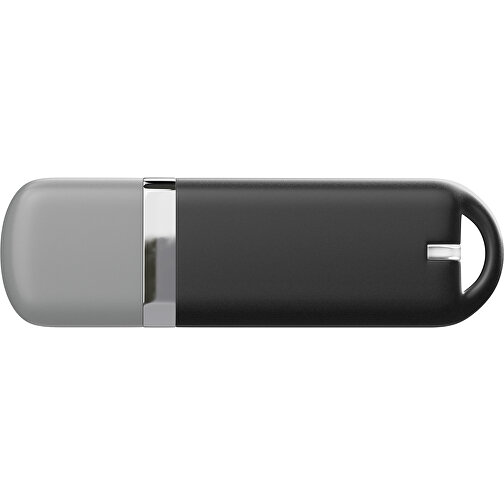 USB-Stick StylishDrive 2.0 , schwarz / grau MB , 32 GB , Gummiplastik, Kunststoff MB , 6,20cm x 0,75cm x 2,00cm (Länge x Höhe x Breite), Bild 2