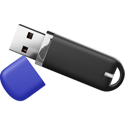 USB-Stick StylishDrive 2.0 , schwarz / blau MB , 32 GB , Gummiplastik, Kunststoff MB , 6,20cm x 0,75cm x 2,00cm (Länge x Höhe x Breite), Bild 1