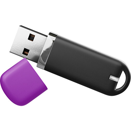 USB-Stick StylishDrive 2.0 , schwarz / dunkelmagenta MB , 32 GB , Gummiplastik, Kunststoff MB , 6,20cm x 0,75cm x 2,00cm (Länge x Höhe x Breite), Bild 1