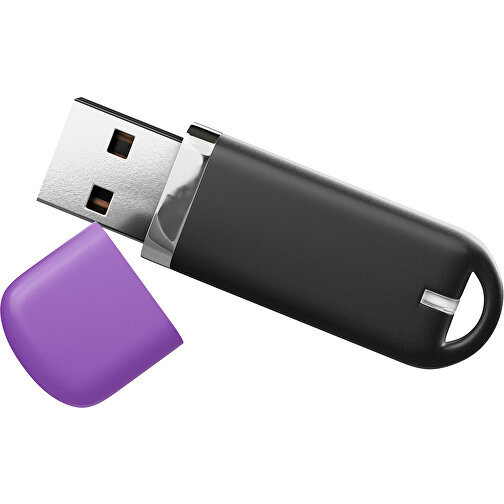 USB-Stick StylishDrive 2.0 , schwarz / lavendellila MB , 32 GB , Gummiplastik, Kunststoff MB , 6,20cm x 0,75cm x 2,00cm (Länge x Höhe x Breite), Bild 1