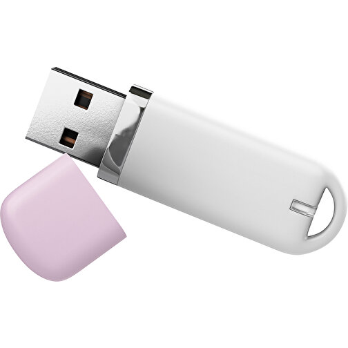 USB-Stick StylishDrive 2.0 , weiß / zartrosa MB , 32 GB , Gummiplastik, Kunststoff MB , 6,20cm x 0,75cm x 2,00cm (Länge x Höhe x Breite), Bild 1