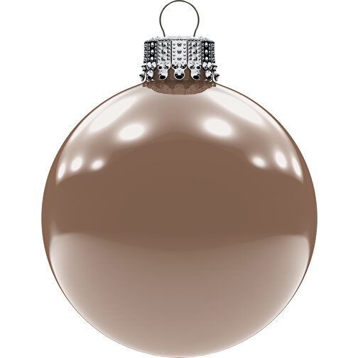 Palla per albero di Natale grande 80 mm, corona argento, lucida, Immagine 1