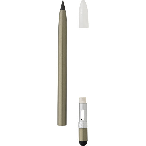 Tintenloser Stift Aus Aluminium Mit Radiergummi, Grün , grün, Aluminium, 14,50cm (Höhe), Bild 3