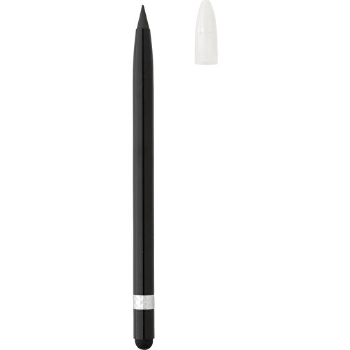 Tintenloser Stift Aus Aluminium Mit Radiergummi, Schwarz , schwarz, Aluminium, 14,50cm (Höhe), Bild 2