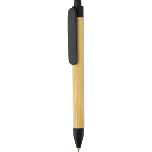 Kugelschreiber Aus Recyceltem Papier, Schwarz , schwarz, Papier, 13,90cm (Höhe), Bild 1