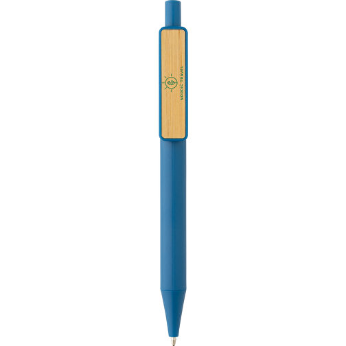 GRS RABS Stift Mit Bambus-Clip, Blau , blau, ABS - recycelt, 14,00cm (Höhe), Bild 6