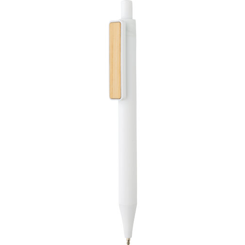GRS RABS Stift Mit Bambus-Clip, Weiß , weiß, ABS - recycelt, 14,00cm (Höhe), Bild 1