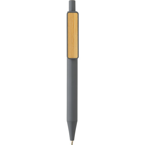 GRS RABS Stift Mit Bambus-Clip, Grau , grau, ABS - recycelt, 14,00cm (Höhe), Bild 2