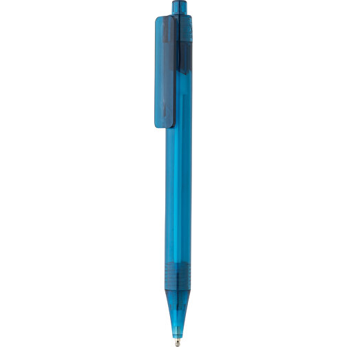 GRS RPET X8 Transparenter Stift, Blau , blau, PET - recycelt, 14,00cm (Höhe), Bild 1