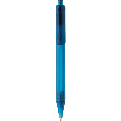 GRS RPET X8 Transparenter Stift, Blau , blau, PET - recycelt, 14,00cm (Höhe), Bild 2