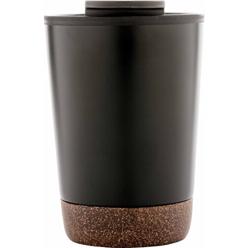 GRS RPP Edelstahl-Kaffeebecher Mit Kork, Schwarz , schwarz, Rostfreier Stahl - recycelt, 13,00cm (Höhe), Bild 3