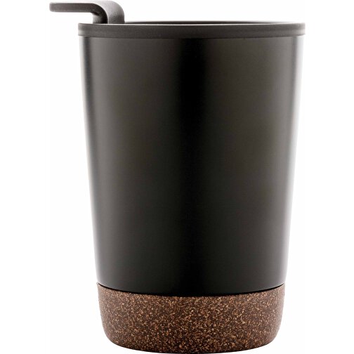 GRS RPP Edelstahl-Kaffeebecher Mit Kork, Schwarz , schwarz, Rostfreier Stahl - recycelt, 13,00cm (Höhe), Bild 4