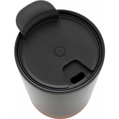 GRS RPP Edelstahl-Kaffeebecher Mit Kork, Schwarz , schwarz, Rostfreier Stahl - recycelt, 13,00cm (Höhe), Bild 5
