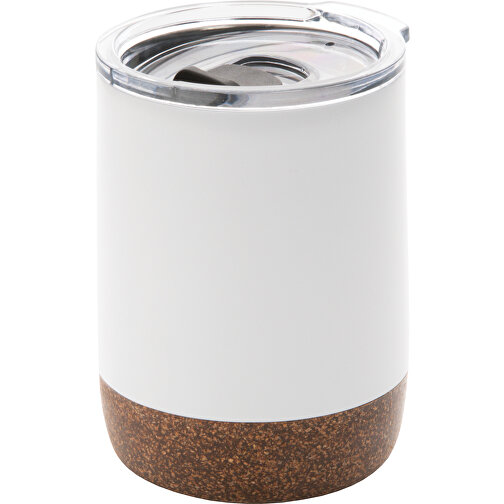 Kleine Vakuum-Kaffeetasse Aus RCS RSteel & Kork, Weiß , weiß, Rostfreier Stahl - recycelt, 10,00cm (Höhe), Bild 1
