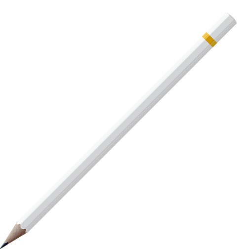 Bleistift, Natur, 6-eckig, Weiß Lackiert , weiß / gelb, Holz, 17,50cm x 0,70cm x 0,70cm (Länge x Höhe x Breite), Bild 1