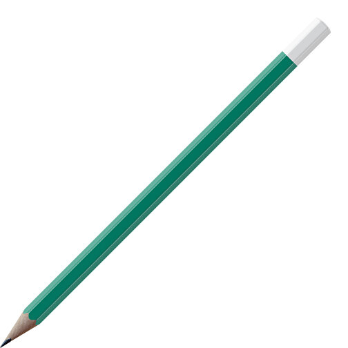 Bleistift, Natur, 6-eckig, Farbig Lackiert , grün / weiß, Holz, 17,50cm x 0,70cm x 0,70cm (Länge x Höhe x Breite), Bild 1
