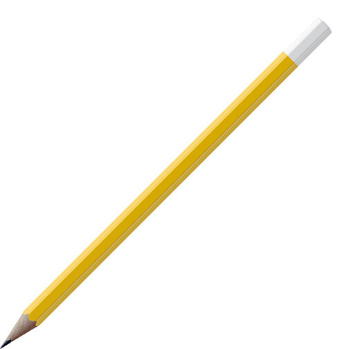 Bleistift, Natur, 6-eckig, Farbig Lackiert , dunkelgelb / weiß, Holz, 17,50cm x 0,70cm x 0,70cm (Länge x Höhe x Breite), Bild 1