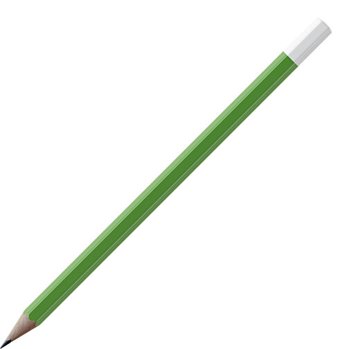 Bleistift, Natur, 6-eckig, Farbig Lackiert , grasgrün / weiß, Holz, 17,50cm x 0,70cm x 0,70cm (Länge x Höhe x Breite), Bild 1