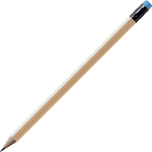 Bleistift, Natur, 6-eckig, Kapsel Schwarz , natur / hellblau, Holz, 18,50cm x 0,70cm x 0,70cm (Länge x Höhe x Breite), Bild 1