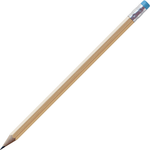 Bleistift, Natur, 6-eckig, Kapsel Silber , natur / hellblau, Holz, 18,50cm x 0,70cm x 0,70cm (Länge x Höhe x Breite), Bild 1
