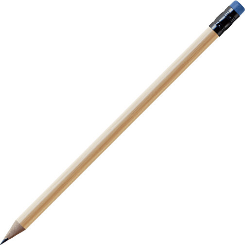 Bleistift, Natur, Rund, Kapsel Schwarz , natur / dunkelblau, Holz, 18,50cm (Länge), Bild 1