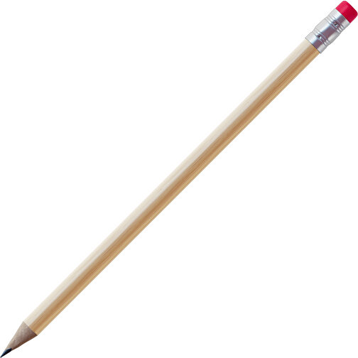Bleistift, Natur, Rund, Kapsel Silber , natur / rot, Holz, 18,50cm (Länge), Bild 1