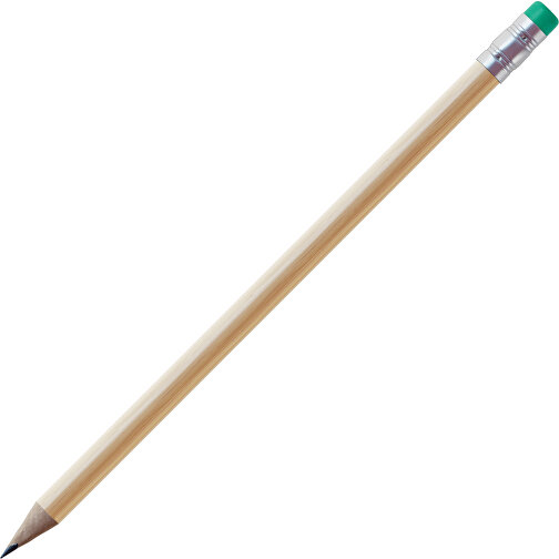 Bleistift, Natur, Rund, Kapsel Silber , natur / dunkelgrün, Holz, 18,50cm (Länge), Bild 1