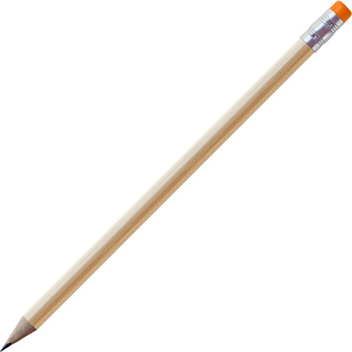 Bleistift, Natur, Rund, Kapsel Silber , natur / orange, Holz, 18,50cm (Länge), Bild 1