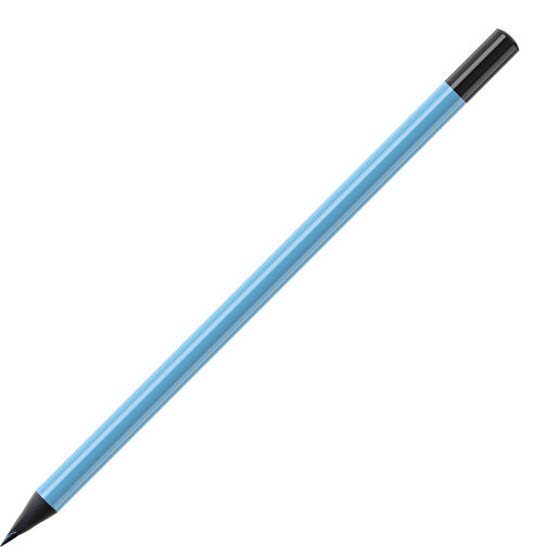 Bleistift, Schwarz Durchgefärbt, Rund, Farbig Lackiert , hellblau / schwarz, Holz, 17,50cm (Länge), Bild 1