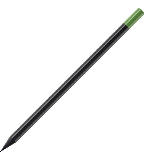 Bleistift, Schwarz Durchgefärbt, Rund, Schwarz Lackiert , schwarz / grün, Holz, 17,50cm (Länge), Bild 1