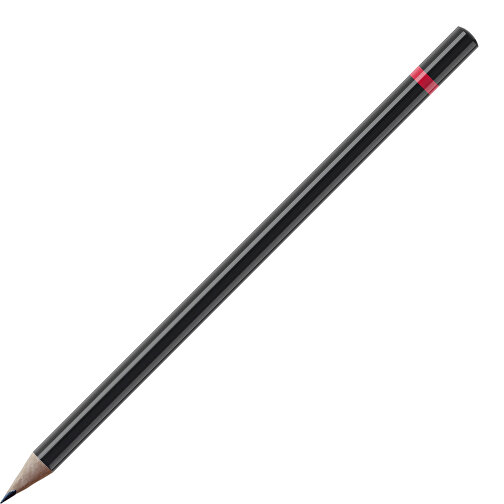 Bleistift, Natur, Rund, Schwarz Lackiert , schwarz / himbeerrot, Holz, 17,50cm (Länge), Bild 1