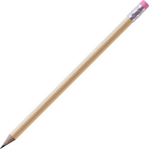 Bleistift, Natur, Rund, Kapsel Silber , natur / rosa, Holz, 18,50cm (Länge), Bild 1