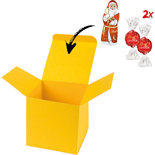 Color Box Lindt X-Mas - Gelb , Lindt, gelb, Papier, 5,50cm x 5,50cm x 5,50cm (Länge x Höhe x Breite), Bild 1