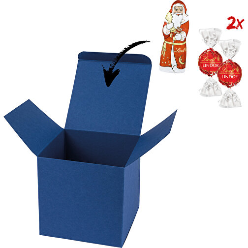Color Box Lindt X-Mas - Dunkelblau , Lindt, dunkelblau, Papier, 5,50cm x 5,50cm x 5,50cm (Länge x Höhe x Breite), Bild 1