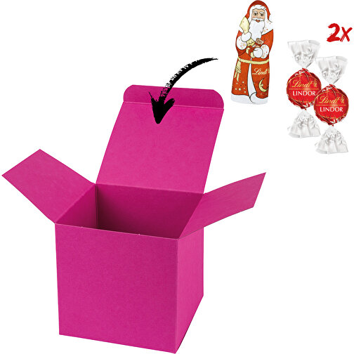Color Box Lindt X-Mas - Pink , Lindt, pink, Papier, 5,50cm x 5,50cm x 5,50cm (Länge x Höhe x Breite), Bild 1