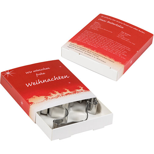 Backförmchen Premium-Box - Xmas - Herz + Komet , Papier, Edelstahl, 8,10cm x 1,50cm x 9,20cm (Länge x Höhe x Breite), Bild 1