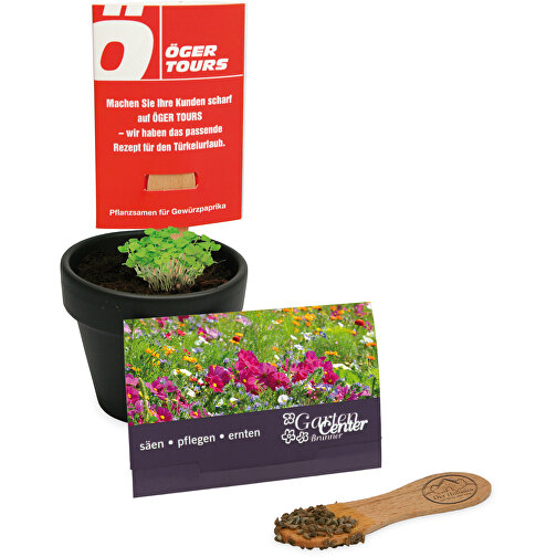 Pflanz-Stick Mit Samen - Sommerblumenmischung, 2 Seiten Gelasert , Holz, Papier, Wachs, Saatgut, 5,50cm x 8,00cm (Länge x Breite), Bild 1